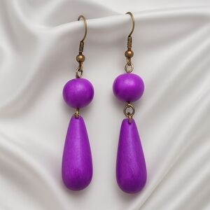 Purple Teardrop Dangle Earrings –  2.75" Boho Drop Dangle - Women's Jewelry